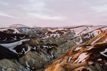 The snowy hills of Landmannalaugar 