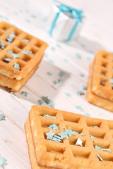 Vienna waffles with turquoise stars