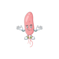 An image of vibrio cholerae in grinning mascot cartoon style