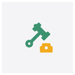 Law concept 2 colored icon. Isolated orange and green Law vector symbol design. Can be used for web and mobile UI/UX