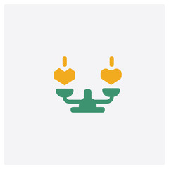 Heart concept 2 colored icon. Isolated orange and green Heart vector symbol design. Can be used for web and mobile UI/UX