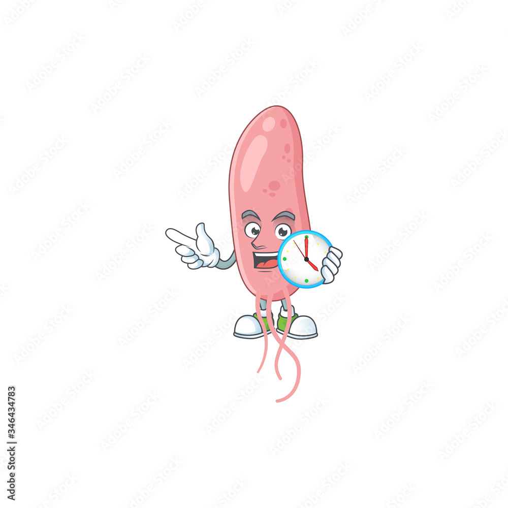 Wall mural vibrio cholerae mascot design concept holding a circle clock