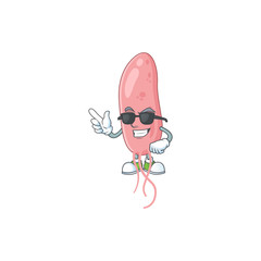 Super cute vibrio cholerae cartoon character wearing black glasses