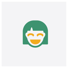 Smiling concept 2 colored icon. Isolated orange and green Smiling vector symbol design. Can be used for web and mobile UI/UX