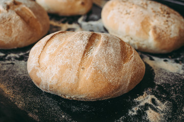 Baked bread at the bakery the bakery