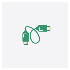 Cable concept 2 colored icon. Isolated orange and green Cable vector symbol design. Can be used for web and mobile UI/UX