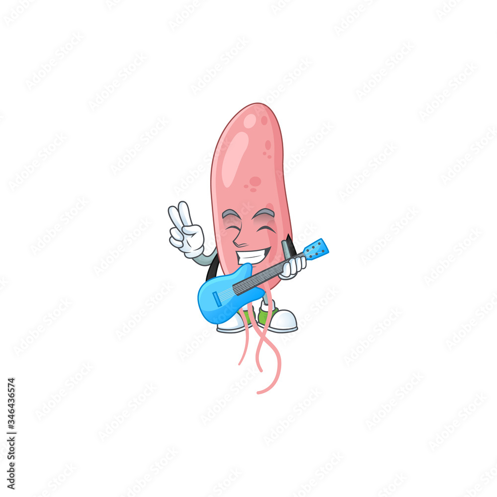 Canvas Prints Happy face of vibrio cholerae cartoon plays music with a guitar