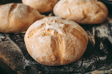 Baked bread at the bakery the bakery