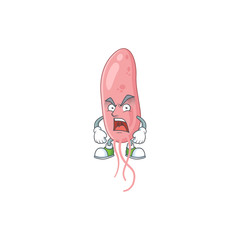 Vibrio cholerae cartoon character design with mad face