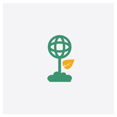 Worldwide concept 2 colored icon. Isolated orange and green Worldwide vector symbol design. Can be used for web and mobile UI/UX