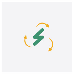 Bolt concept 2 colored icon. Isolated orange and green Bolt vector symbol design. Can be used for web and mobile UI/UX