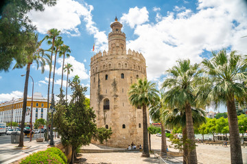 Fototapeta na wymiar The Torre del Oro - historical landmark from XIII century in Seville, Andalusia, Spain