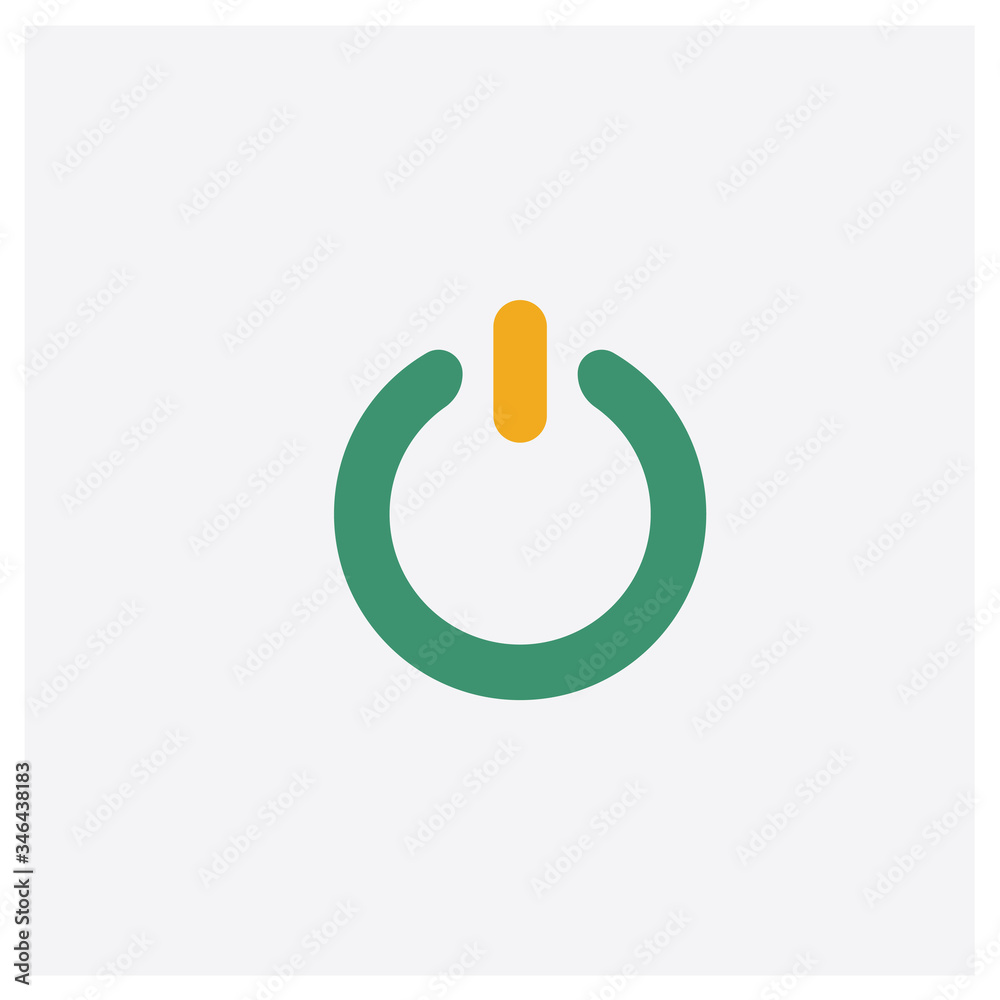 Wall mural power button concept 2 colored icon. isolated orange and green power button vector symbol design. ca