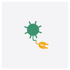 Solar plug concept 2 colored icon. Isolated orange and green Solar plug vector symbol design. Can be used for web and mobile UI/UX