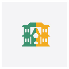 School concept 2 colored icon. Isolated orange and green School vector symbol design. Can be used for web and mobile UI/UX