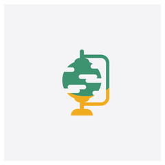 Globe concept 2 colored icon. Isolated orange and green Globe vector symbol design. Can be used for web and mobile UI/UX