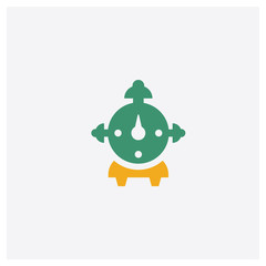 Alarm clock concept 2 colored icon. Isolated orange and green Alarm clock vector symbol design. Can be used for web and mobile UI/UX