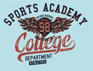 American college print and embroidery graphic design vector art