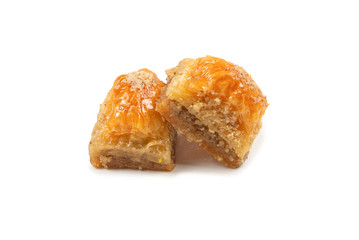Delicious sweet baklava isolated on white background.