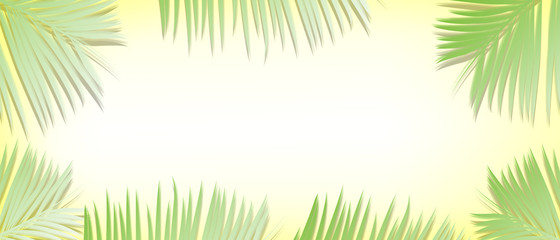 Fototapeta premium Flat lay palm leaves with blank copy space. Creative seasonal summer concept for banner.