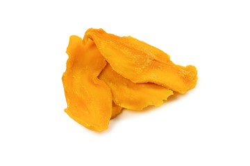 Tasty sugar mango slices background. Top view.