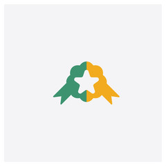 Quality concept 2 colored icon. Isolated orange and green Quality vector symbol design. Can be used for web and mobile UI/UX