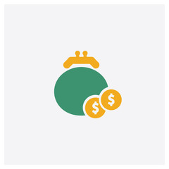 Purse concept 2 colored icon. Isolated orange and green Purse vector symbol design. Can be used for web and mobile UI/UX