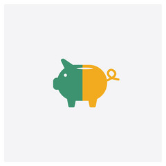 Piggy bank concept 2 colored icon. Isolated orange and green Piggy bank vector symbol design. Can be used for web and mobile UI/UX