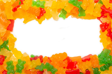 Jelly sweats bears isolated on white background, copy space.