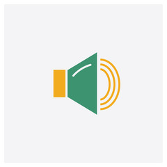 Speaker concept 2 colored icon. Isolated orange and green Speaker vector symbol design. Can be used for web and mobile UI/UX