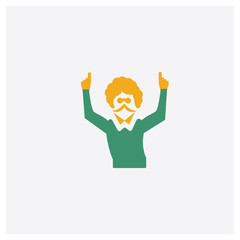 Dancing concept 2 colored icon. Isolated orange and green Dancing vector symbol design. Can be used for web and mobile UI/UX