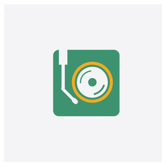 Turntable concept 2 colored icon. Isolated orange and green Turntable vector symbol design. Can be used for web and mobile UI/UX