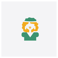 Woman concept 2 colored icon. Isolated orange and green Woman vector symbol design. Can be used for web and mobile UI/UX