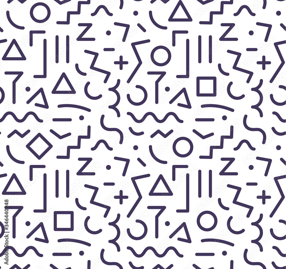Leinwandbilder black and white minimalistic abstract geometric seamless pattern. microcosm geometry elements wallpa