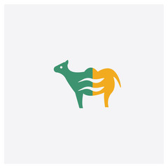 Camel concept 2 colored icon. Isolated orange and green Camel vector symbol design. Can be used for web and mobile UI/UX