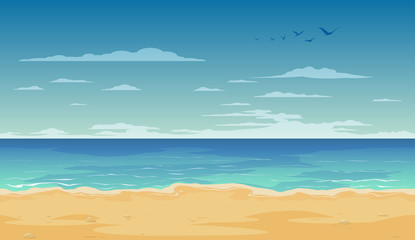Fototapeta na wymiar Cartoon beach landscape summer background