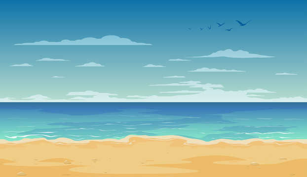 Cartoon beach landscape summer background