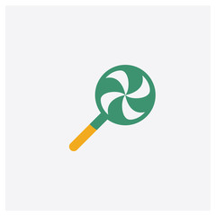 Candy concept 2 colored icon. Isolated orange and green Candy vector symbol design. Can be used for web and mobile UI/UX