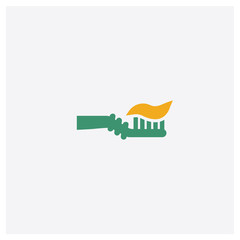 Toothbrush concept 2 colored icon. Isolated orange and green Toothbrush vector symbol design. Can be used for web and mobile UI/UX