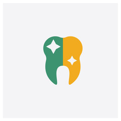 Tooth whitening concept 2 colored icon. Isolated orange and green Tooth whitening vector symbol design. Can be used for web and mobile UI/UX