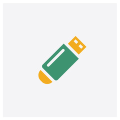 Pendrive concept 2 colored icon. Isolated orange and green Pendrive vector symbol design. Can be used for web and mobile UI/UX