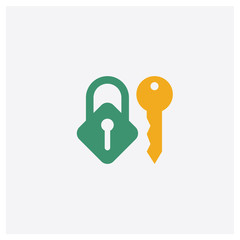 Key concept 2 colored icon. Isolated orange and green Key vector symbol design. Can be used for web and mobile UI/UX