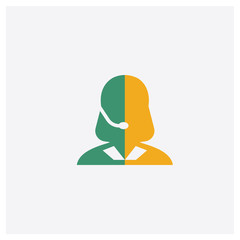 Woman online concept 2 colored icon. Isolated orange and green Woman online vector symbol design. Can be used for web and mobile UI/UX