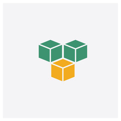 Cube concept 2 colored icon. Isolated orange and green Cube vector symbol design. Can be used for web and mobile UI/UX