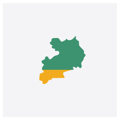 Uganda map concept 2 colored icon. Isolated orange and green Uganda map vector symbol design. Can be used for web and mobile UI/UX