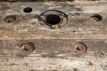 Old cable roll as background of wood