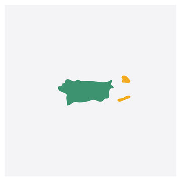 Puerto Rico map concept 2 colored icon. Isolated orange and green Puerto Rico map vector symbol design. Can be used for web and mobile UI/UX