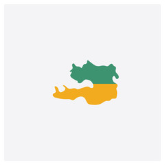 Austria map concept 2 colored icon. Isolated orange and green Austria map vector symbol design. Can be used for web and mobile UI/UX