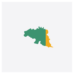 Obraz premium Belgium map concept 2 colored icon. Isolated orange and green Belgium map vector symbol design. Can be used for web and mobile UI/UX