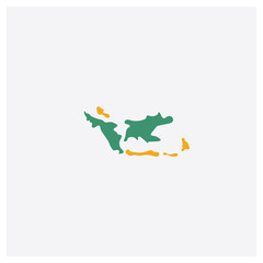 Indonesia map concept 2 colored icon. Isolated orange and green Indonesia map vector symbol design. Can be used for web and mobile UI/UX